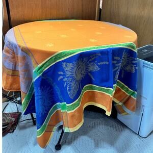 Vtg La Maisonnette (Made in France) Cotton-Teflon Treated Tablecloth 62"x62"